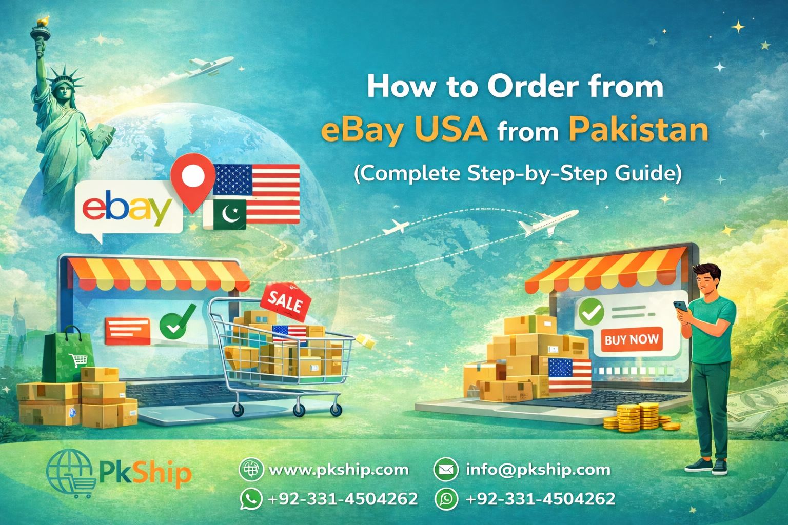 How to order from eBay USA from Pakistan using PkShip step-by-step guide banner