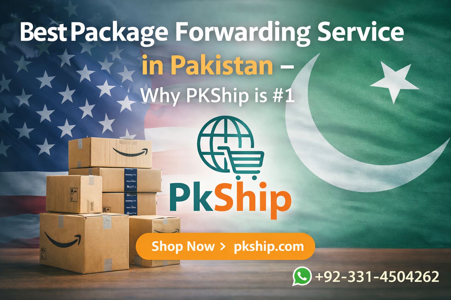 Best package forwarding service in Pakistan by PKShip with USA to Pakistan shipping and delivery illustration