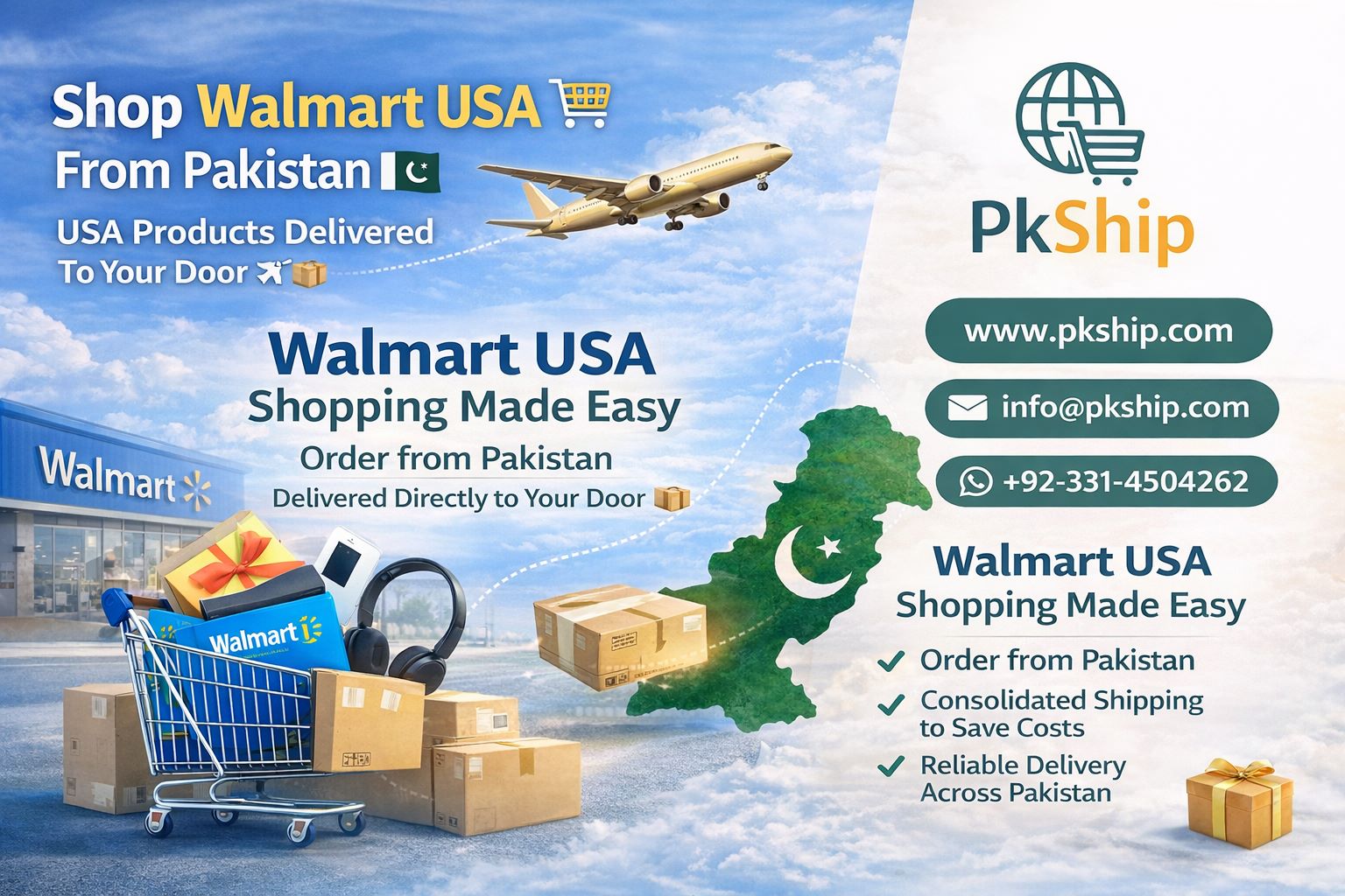 Shop from Walmart USA from Pakistan with PkShip – USA products delivered fast and securely to Pakistan.