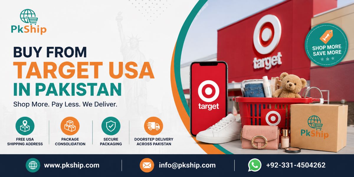 Buy from Target USA in Pakistan using PkShip package forwarding service with free USA shipping address and doorstep delivery across Pakistan