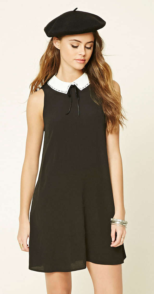 Tie-Neck Collar Mini Dress